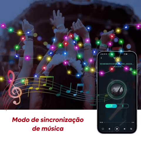 Luzes multicolorida,escolha a sua cor e sincronize sua musica favorita